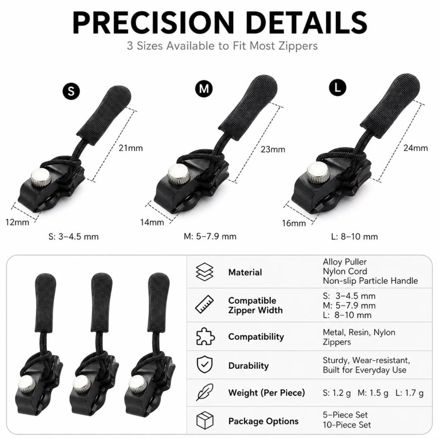 15 PCS🔧 Universal Zipper Repair Tool | Instant Fix for Broken Zippers