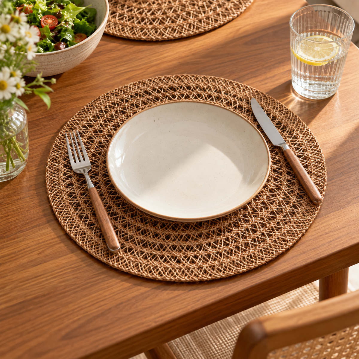 No. 3 Round Hollow Jute Placemat