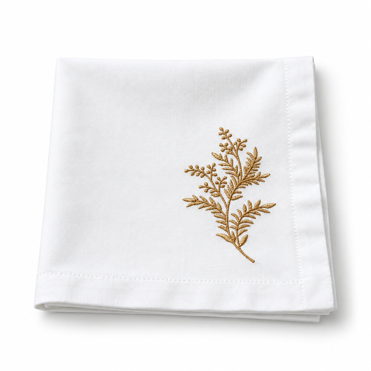 Golden Leaf Embroidered Napkin