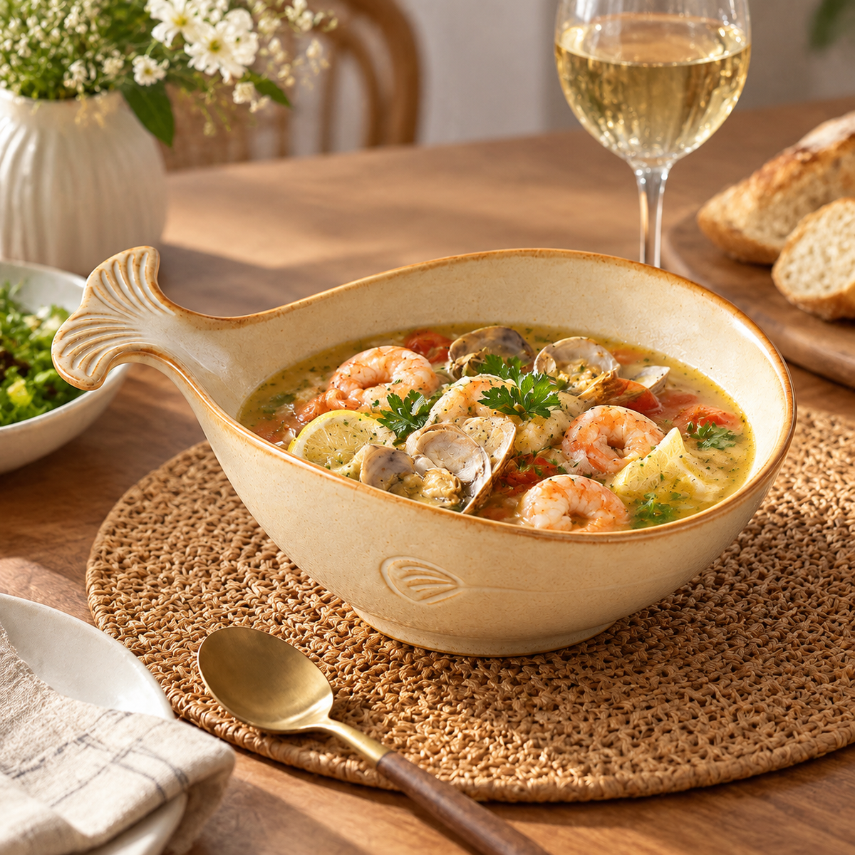 Matte Warm White Ceramic Bowl